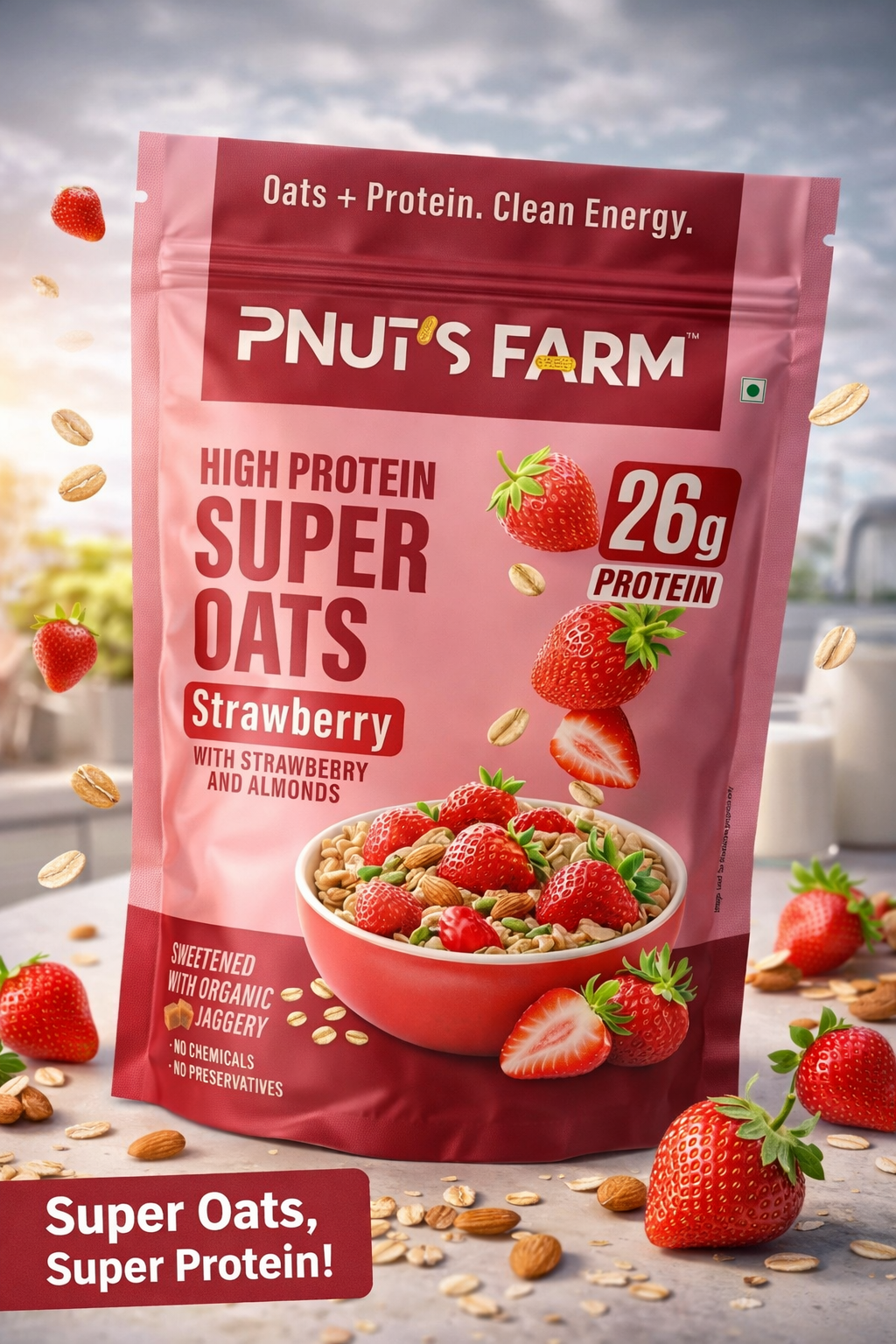 PNUTS FARM STRAWBERRY OATS | 26g Protein -🍓🥣