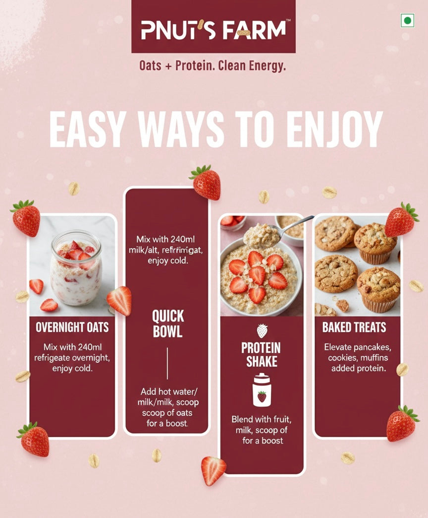 PNUTS FARM STRAWBERRY OATS | 26g Protein -🍓🥣